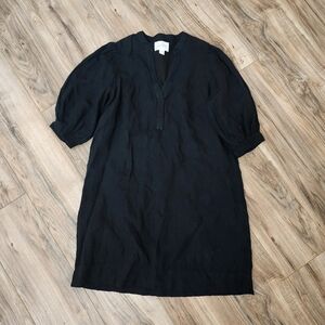 Lilly Pulitzer Black Linen Puff Sleeve Shift Dress Size 10